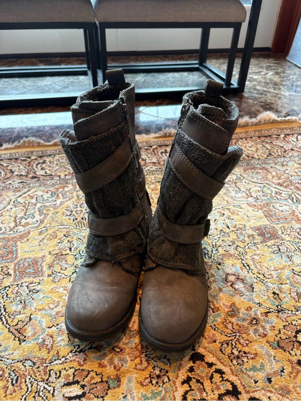 Sugar Women's Gray Knit-Panel Winter Boots